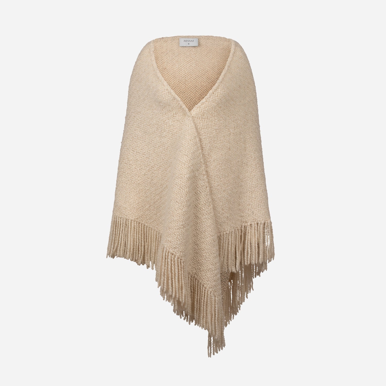 Aessai Knitwear Shawl in Cream – Merino wool – One Size – Luxury Marino Wool – Fairtrade & Sustainable – Aessai