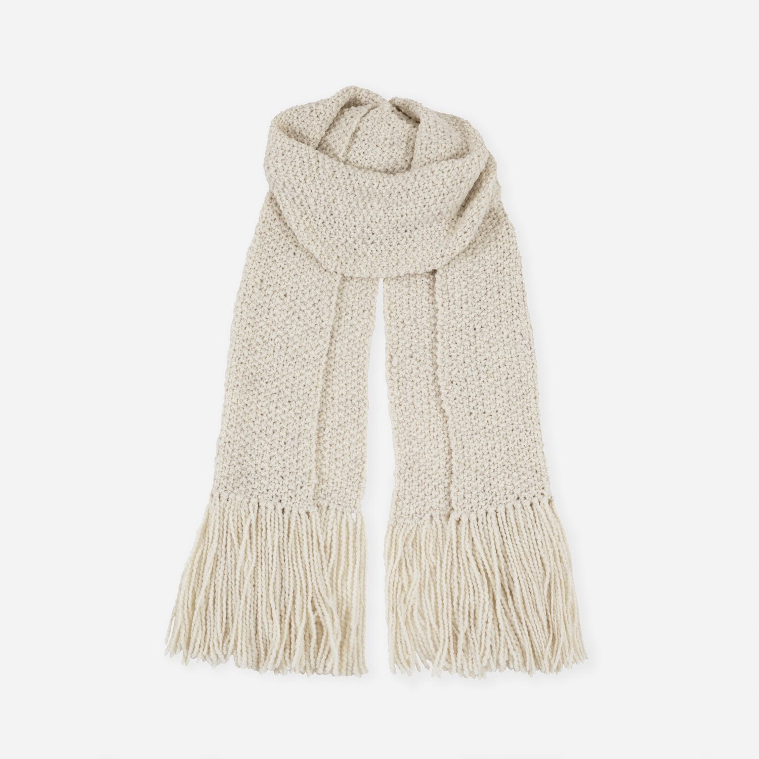 La Paz Scarf Ecru – wool – One Size – Luxury Marino Wool – Fairtrade & Sustainable – Aessai
