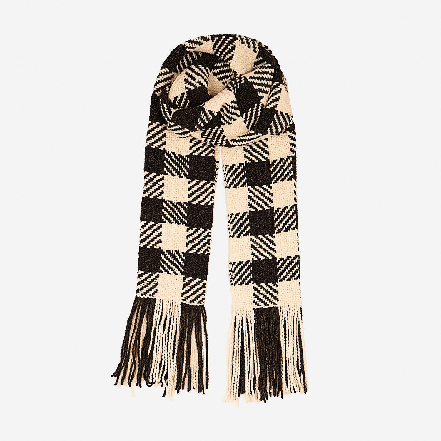Condor Long Scarf Black & white – wool – One Size – Luxury Marino Wool – Fairtrade & Sustainable – Aessai