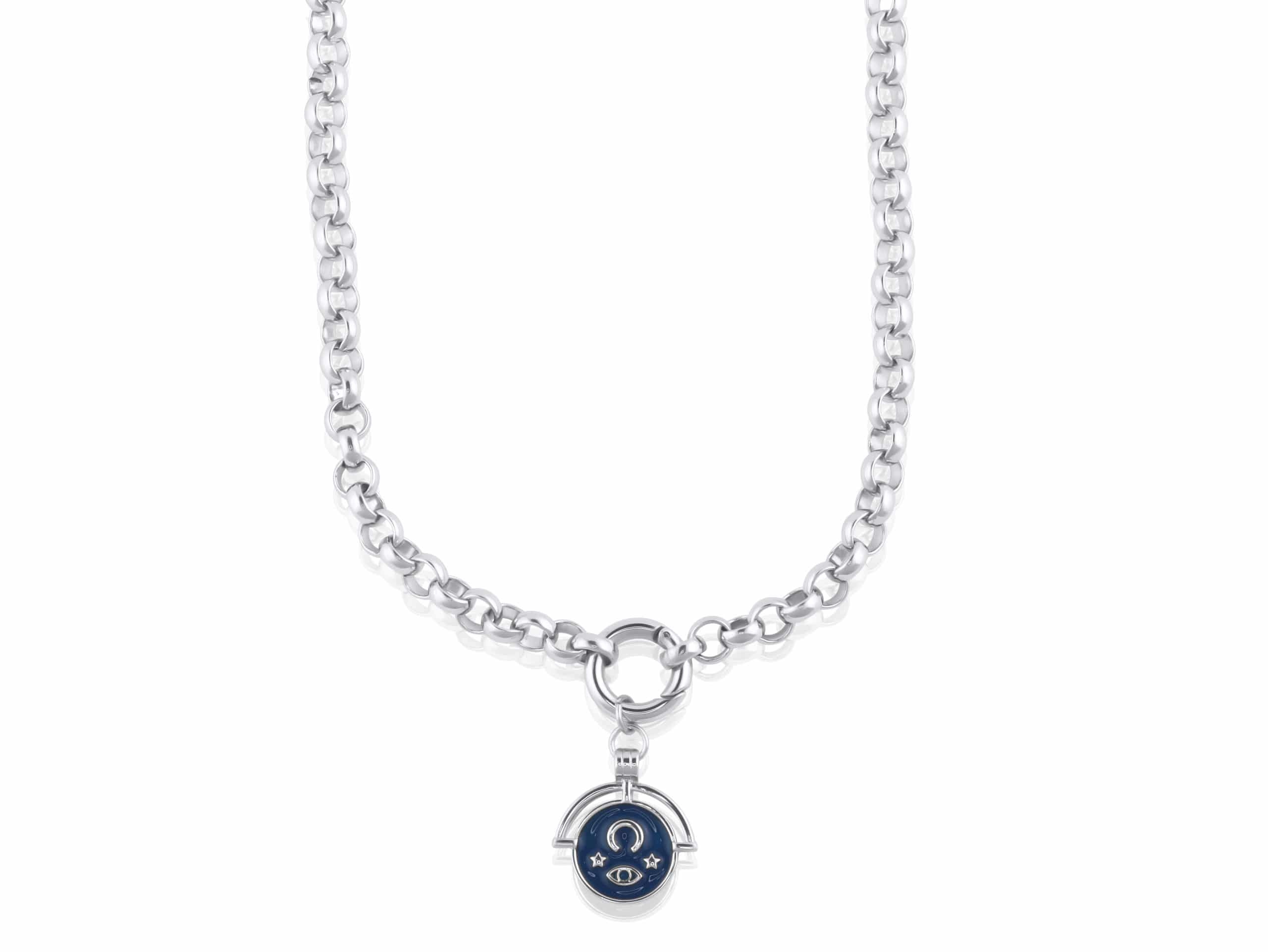 Aurelia Plated Statement Belcher Chunky Charm Chain With Lock in Silver – Big Metal London