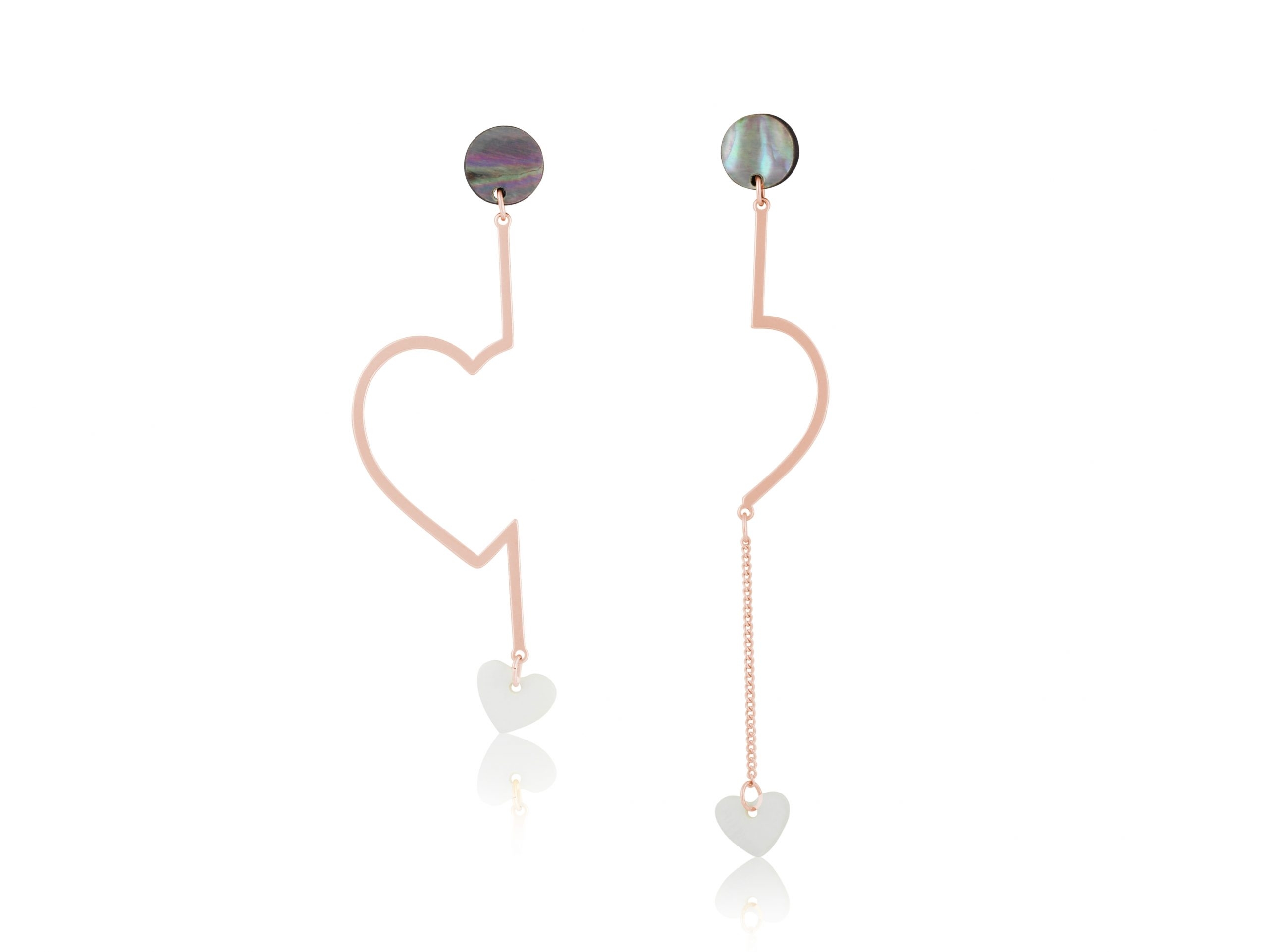 Corin Asymmetric Shell Heart Earrings in Rose Gold – Big Metal London