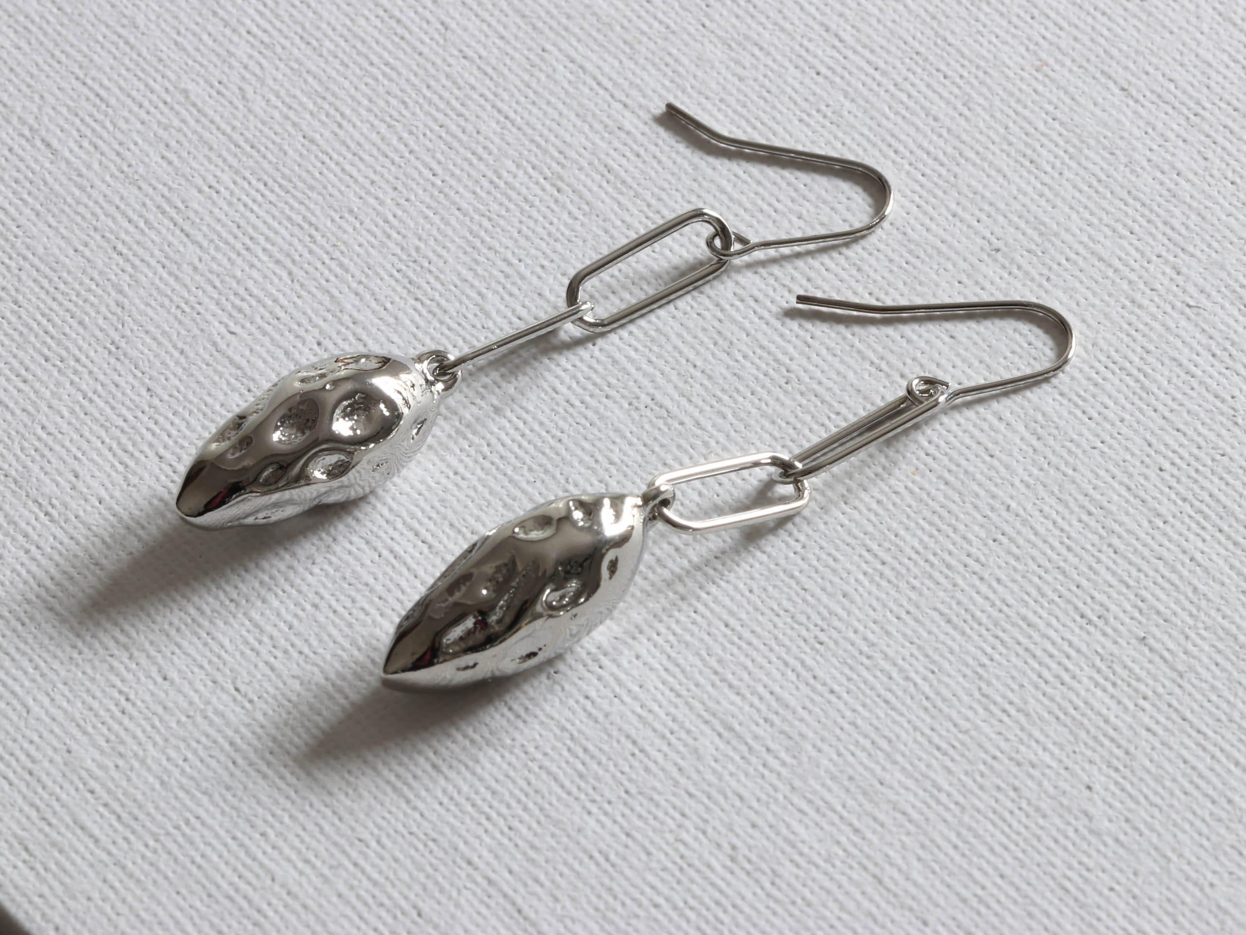 Nell Nugget Dangle Earrings in Silver – Big Metal London