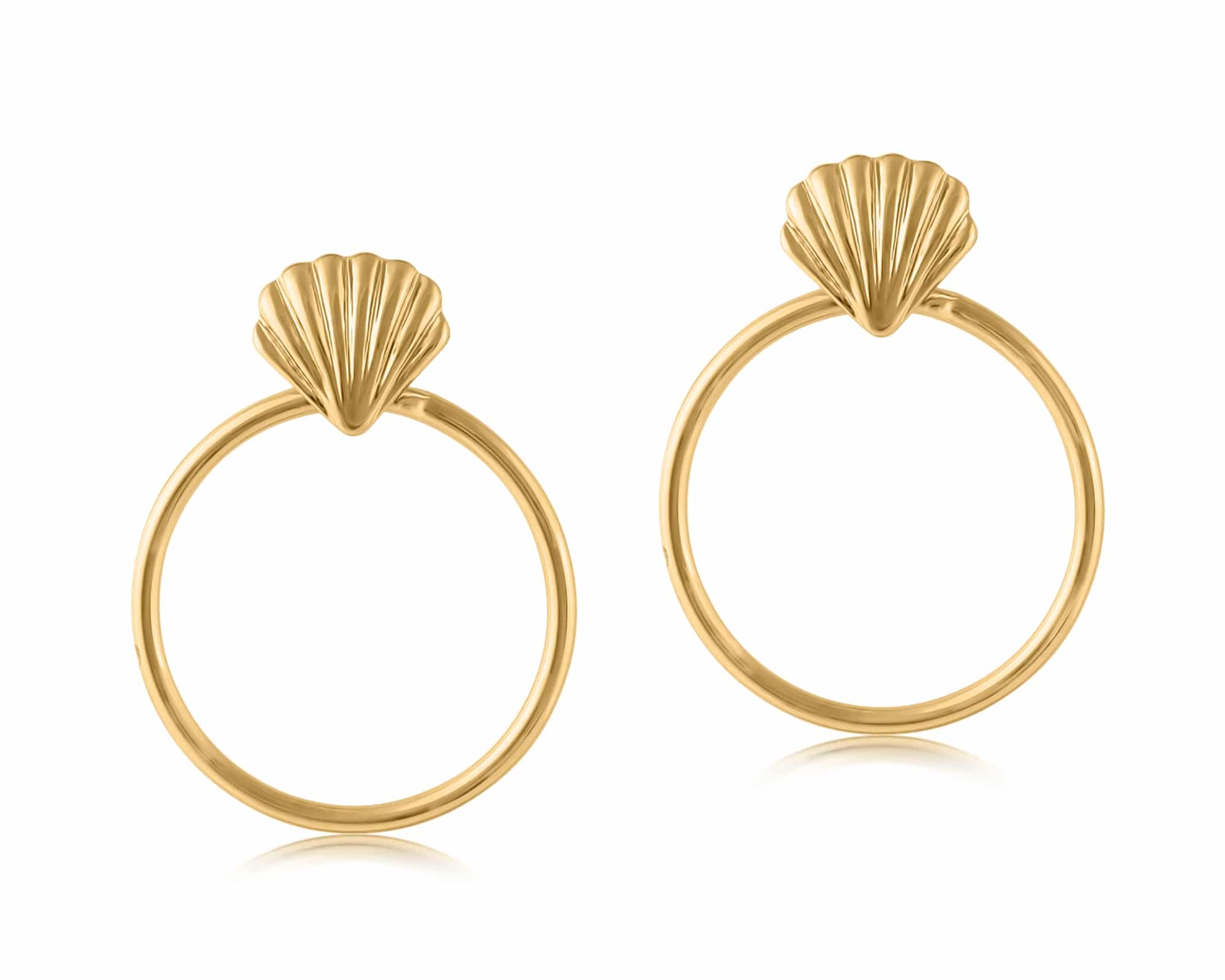 Vanessa Plated Brass Shell Circle Earrings in Gold – Big Metal London