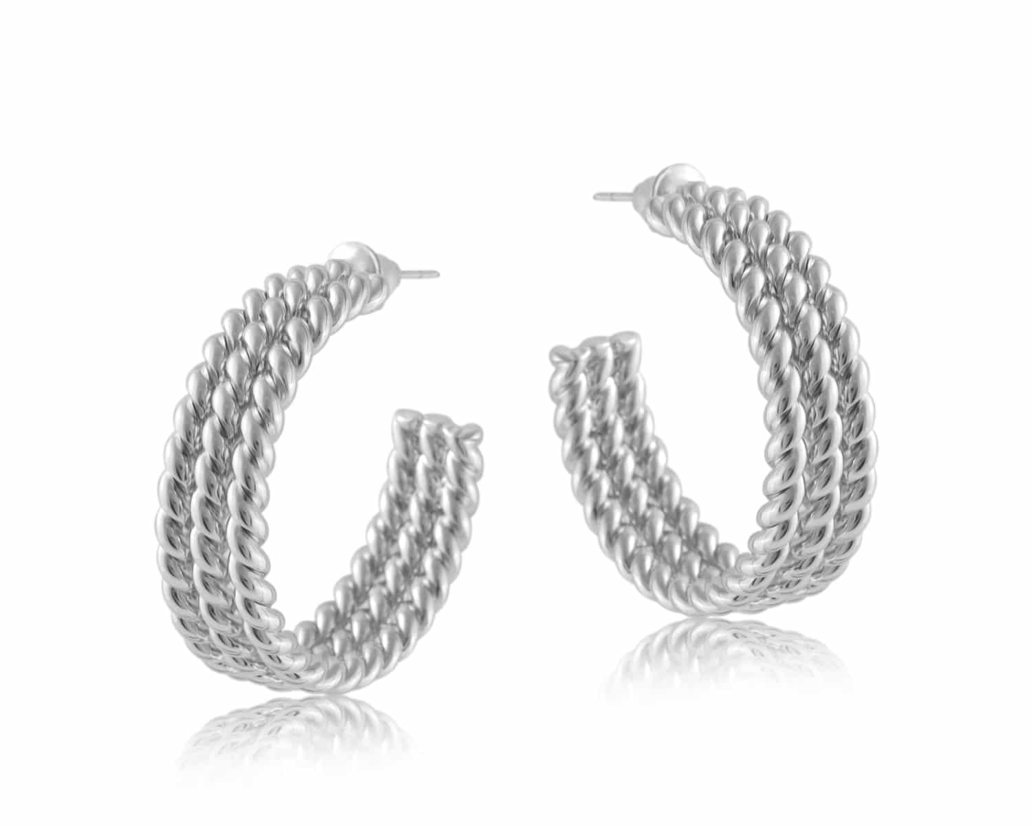 Petra Chain Chunky Plated Brass Hoop Earring in Silver – Big Metal London