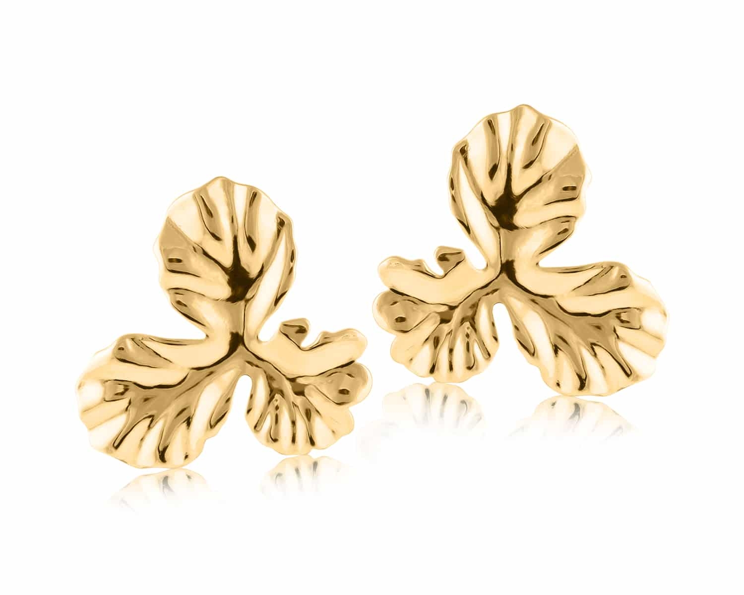 Leah Plated Brass Flower Stud Earrings in Gold – Big Metal London