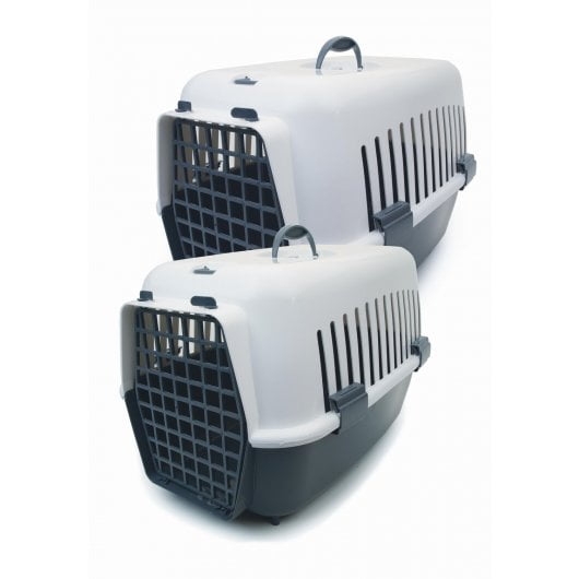 Plastic Pet Carrier- Two Tone Grey Med- Large. Medium 48x33x33cm – Fur2Feather Pet Supplies