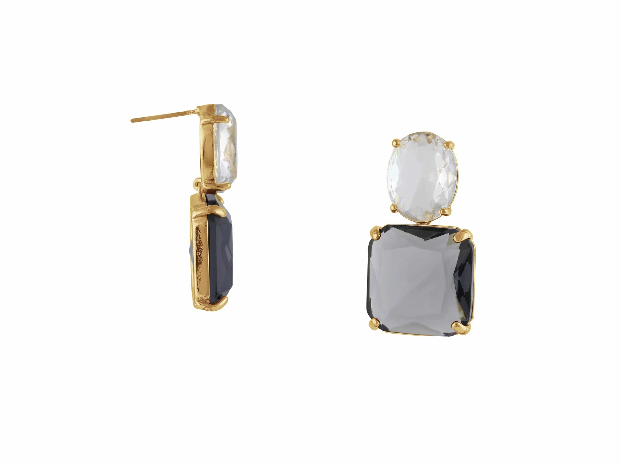 Aura Allure Stone Cut Luxe Earrings in Crystal and Blue – Big Metal London