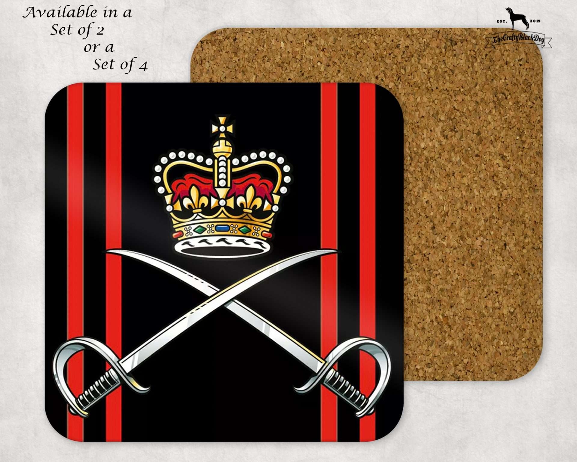 Raptc – Coaster Set – Set Of 2 – Royal Army Physical Training Corps – Crafty Black Dog