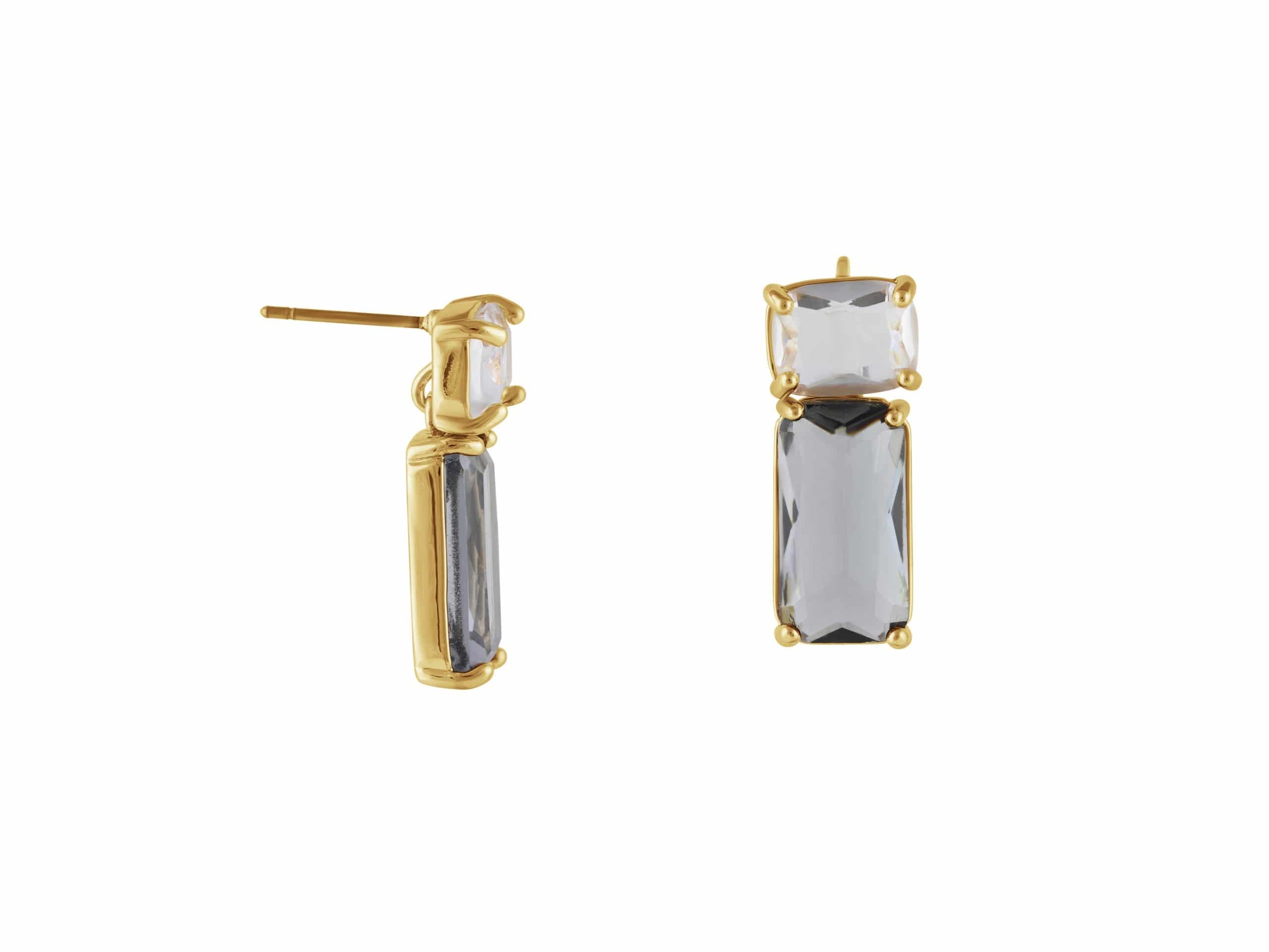 Kim Allure Stone Cut Luxe Earrings in Crystal and Blue – Big Metal London