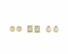 Hortense Pack Of 3 Crystal Studs in Yellow, Green and Crystal – Big Metal London
