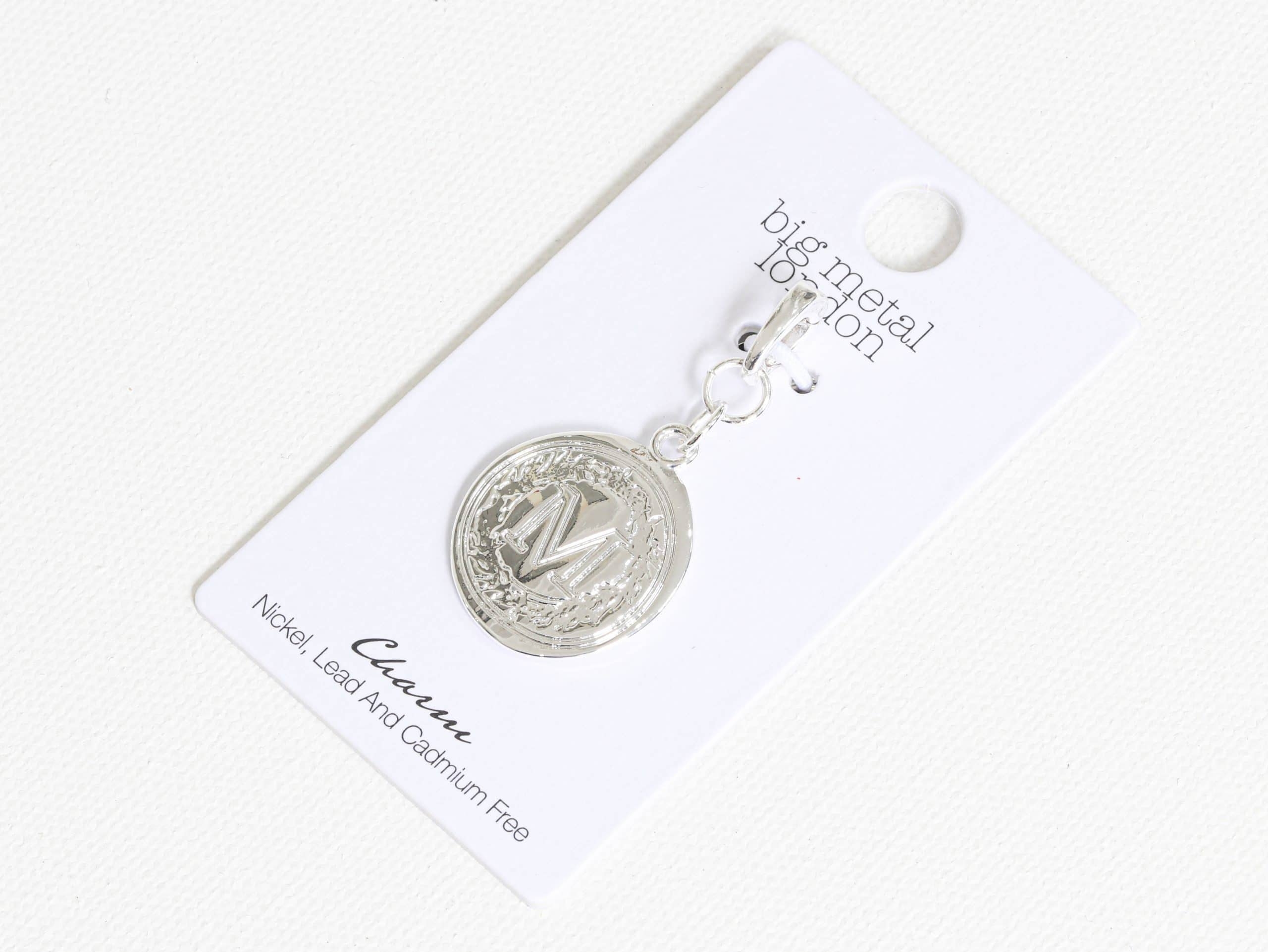 M Initial Brass Charm in Silver – Big Metal London