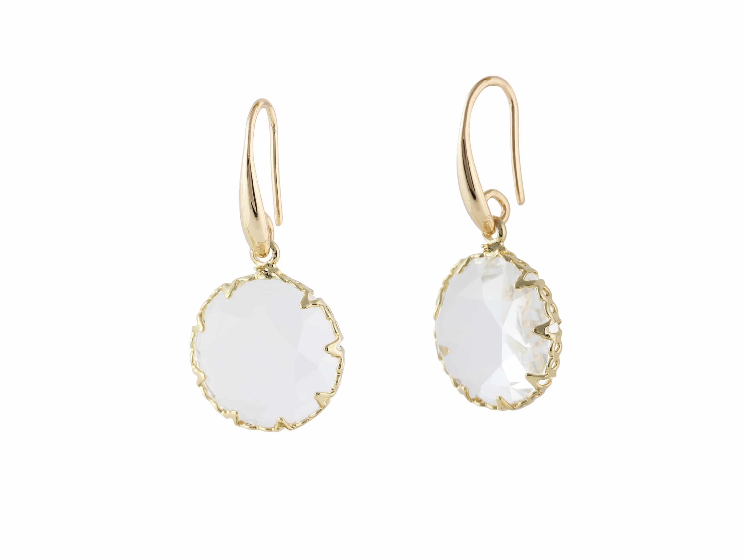 Danielle Crystal Round Earrings in Gold and Crystal – Big Metal London