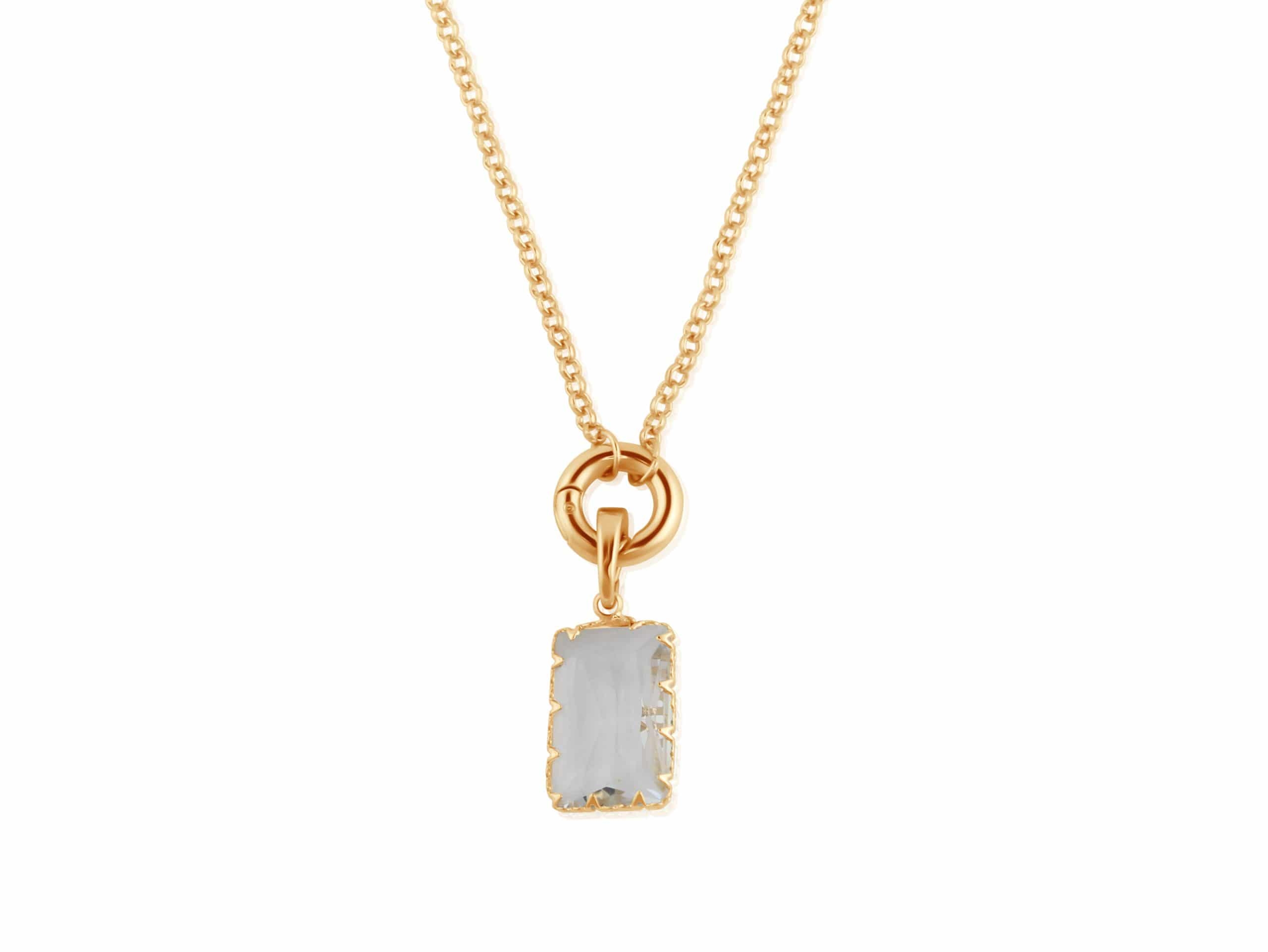 Cosette Mini Allure Baguette Plated Brass Belcher Chain Necklace in Gold and Crystal – Big Metal London