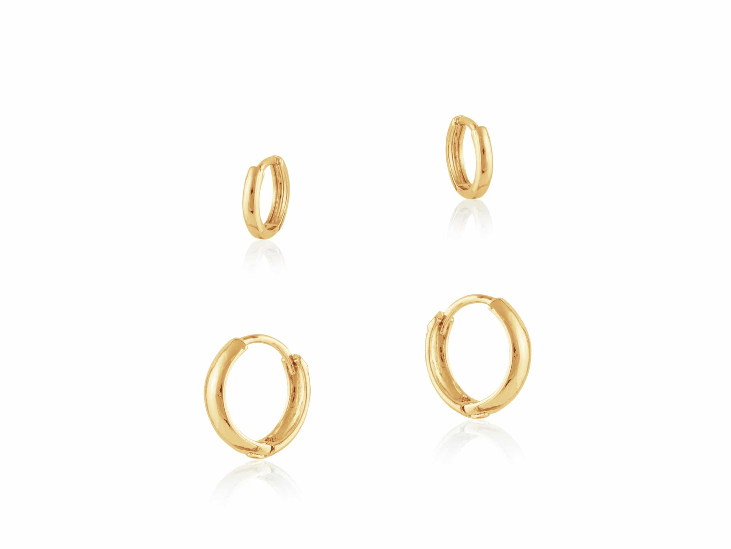 Rosalie Pack Of Gem Plain Huggies in Gold – Earrings – Big Metal London