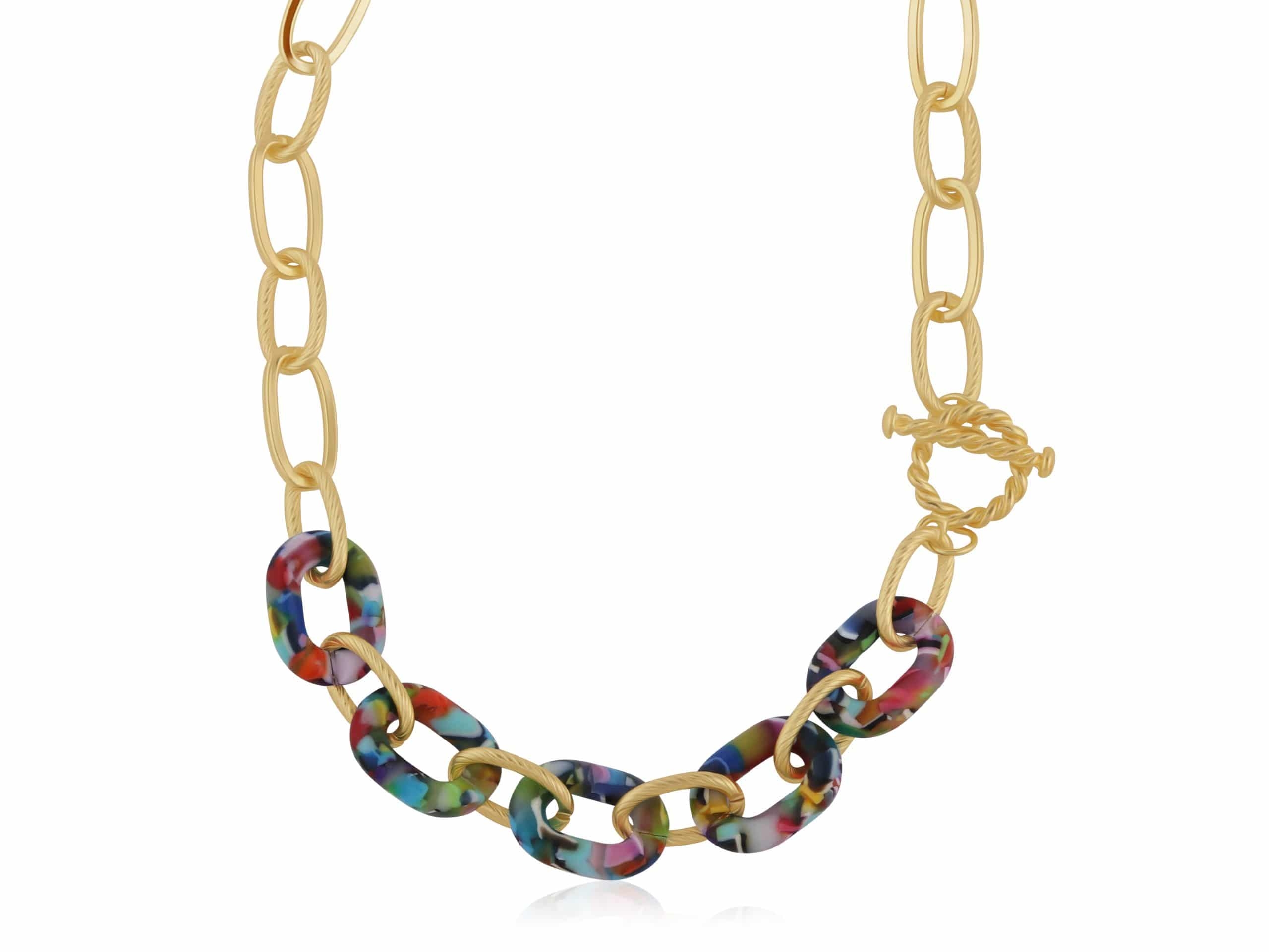 Amy Matte Resin Chain Necklace in Red, Orange and Lilac – Big Metal London