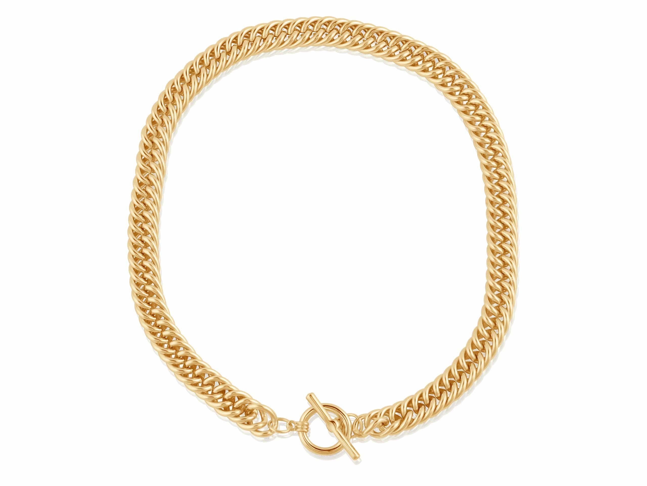 Molly Curb Chain Statement Tbar Necklace In Gold – Big Metal London