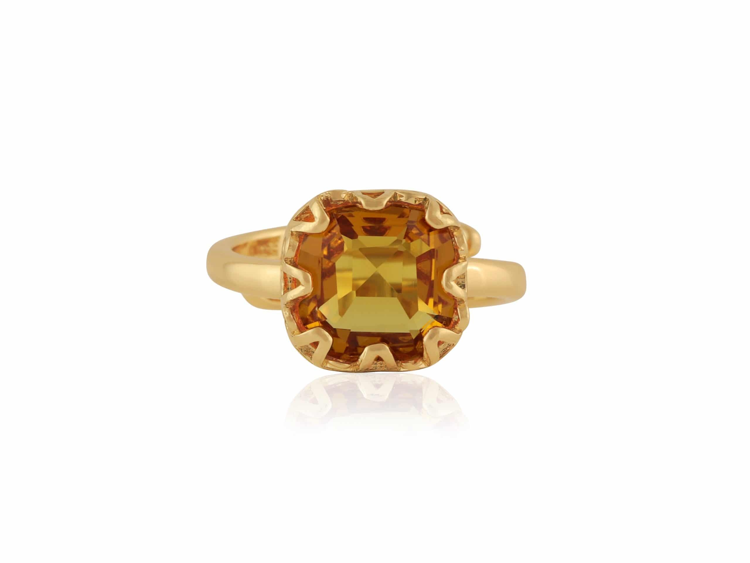 Adrian Square Gem Adjustable Ring In Gold and Topaz – Big Metal London