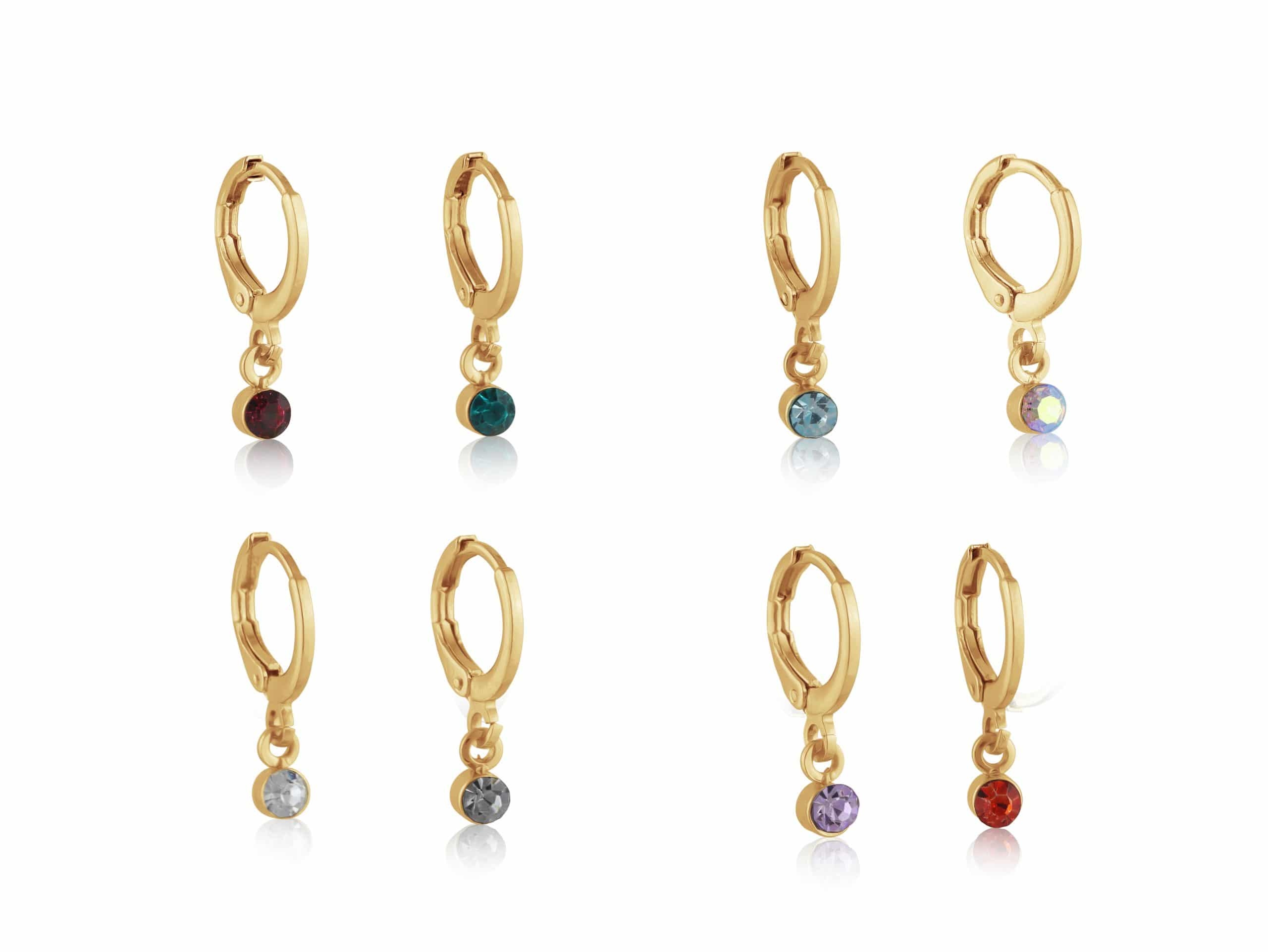 Violetta Multi Coloured Stone Huggie Earrings in Gold – Big Metal London