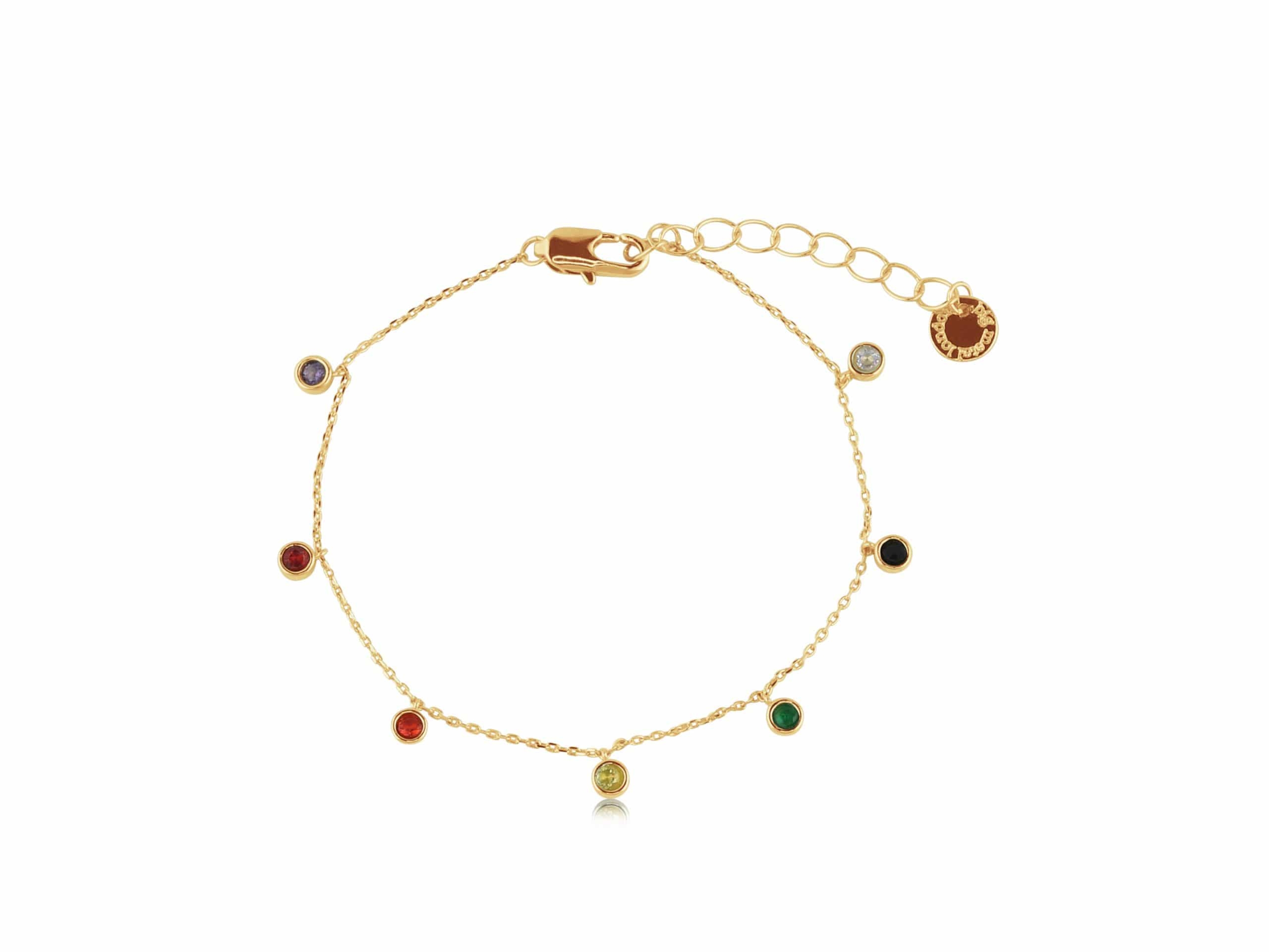Iris Rainbow Stones Delicate Bracelet in Gold – Big Metal London