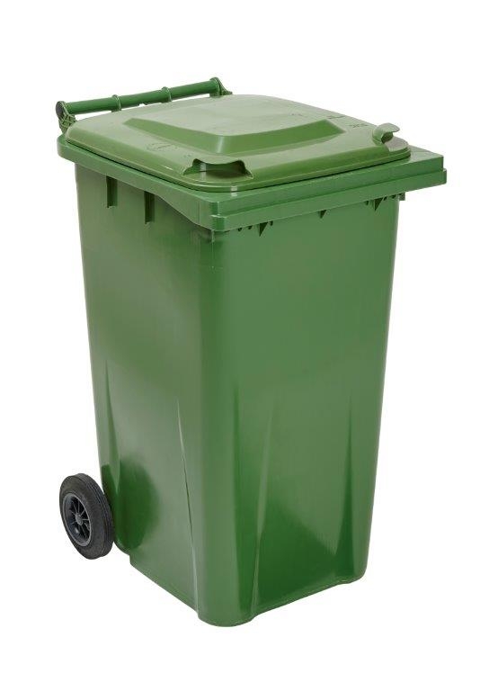 240L Two Wheel Plastic Bin – Green