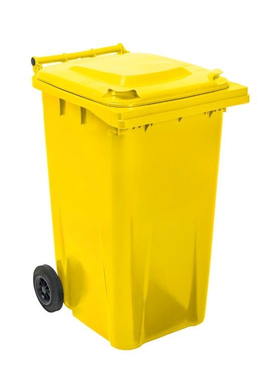 240L Two Wheel Plastic Bin – Yellow