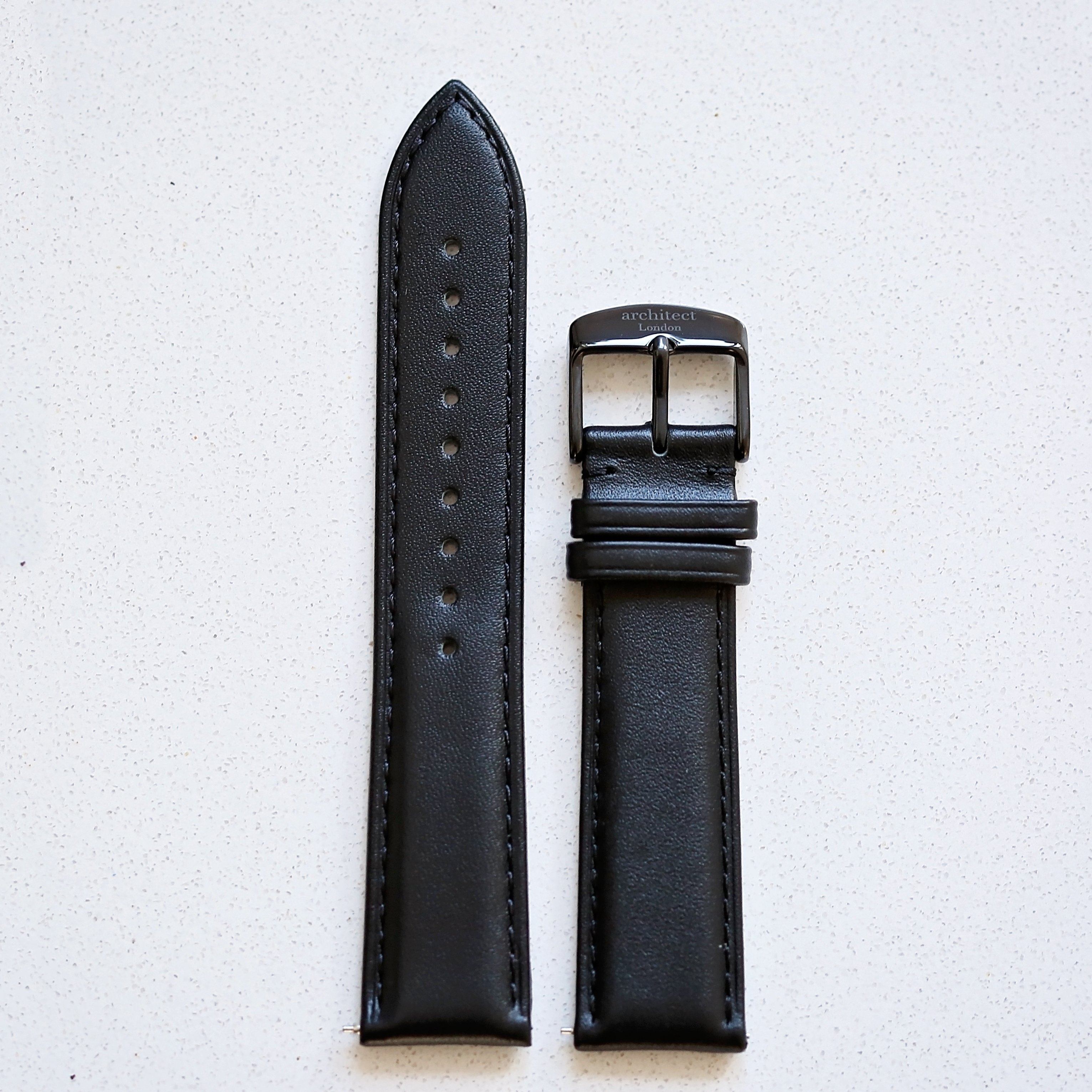Jet Black Snap-Strap – Black – Genuine Leather – Architect Watches