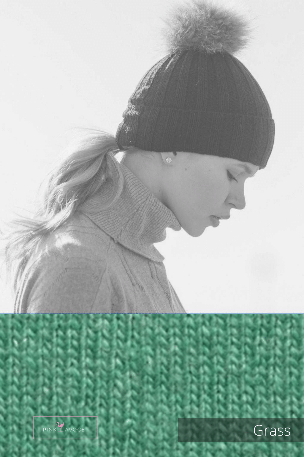 Cashmere Pompom Beanie Hat Grass / OSFA by Pink Avocet