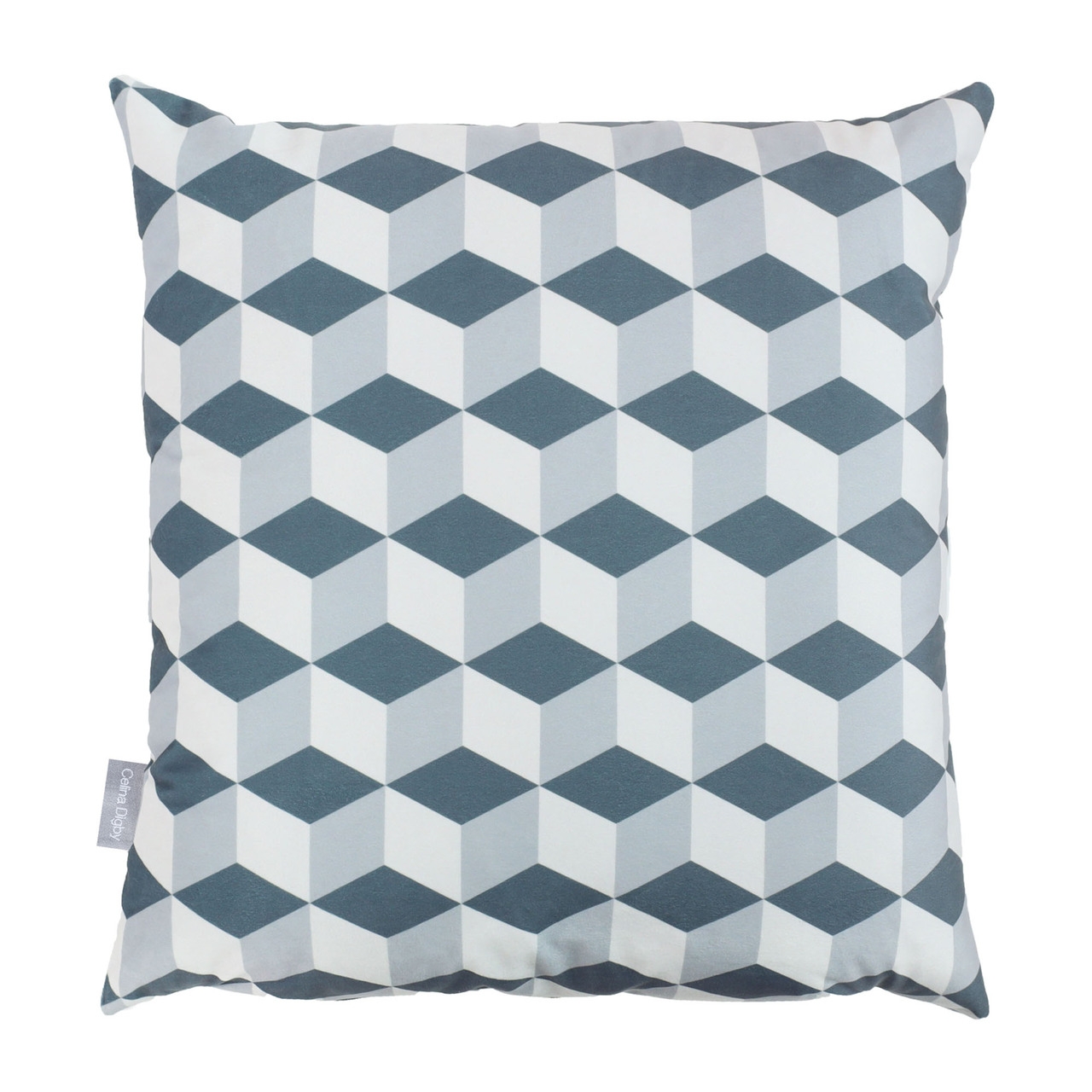 Celina Digby Luxury Opulent Velvet Cushion – Cube Grey Available in 2 Sizes Extra Large (55cm x 55cm) Hollow Fibre Filling