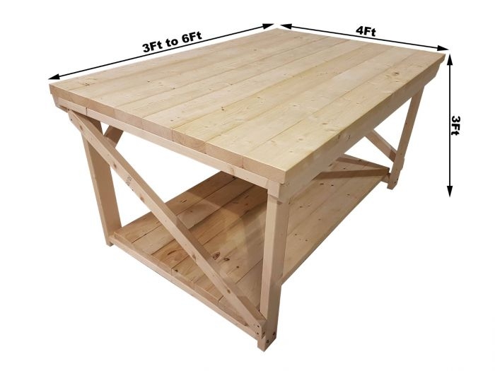 Wooden Super Heavy Duty Indoor / Outdoor Workbench – 4ft Depth