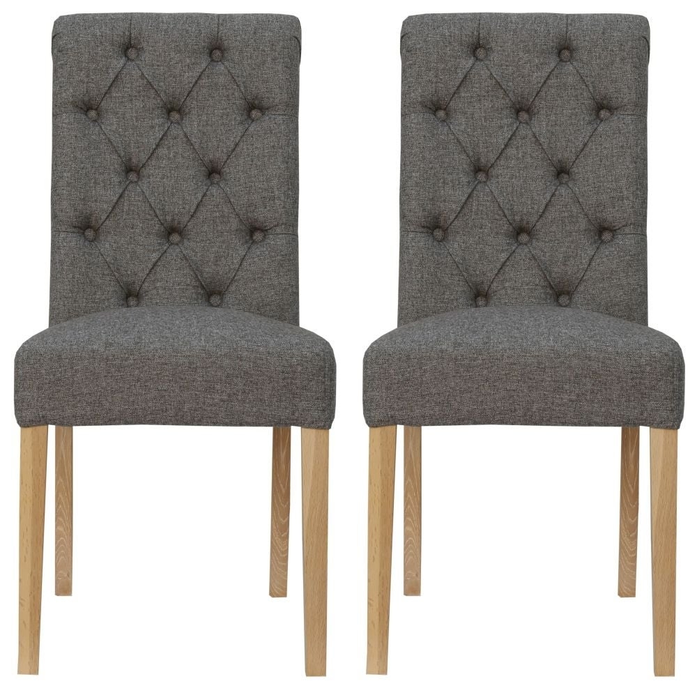 Chair Collection – Button back with scroll top dark grey chair (Pair) – Essentials