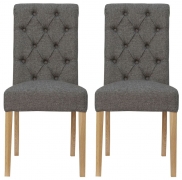 Chair Collection – Button back with scroll top dark grey chair (Pair) – Essentials