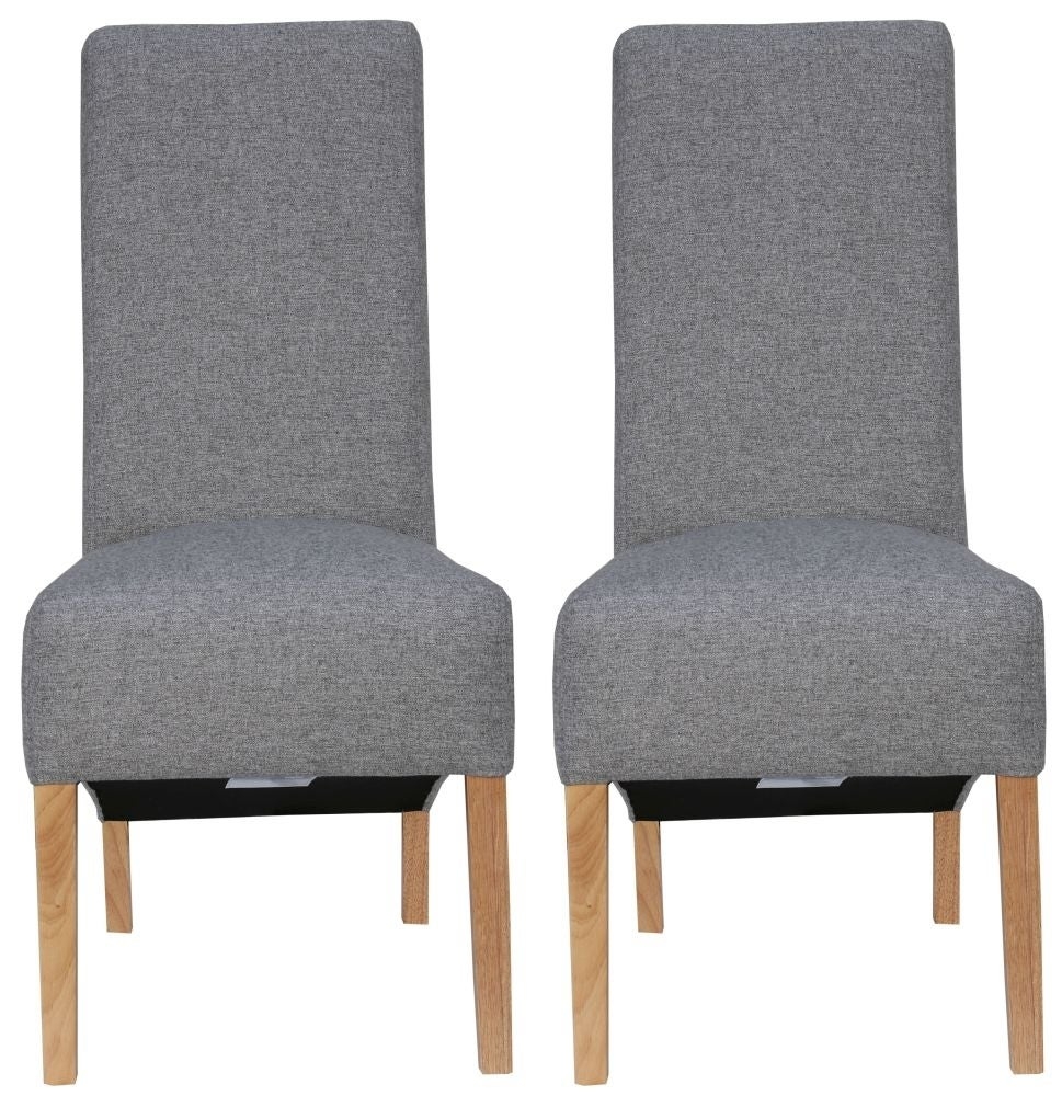 Chair Collection – Scroll Back Light Grey Fabric Chair (Pair)