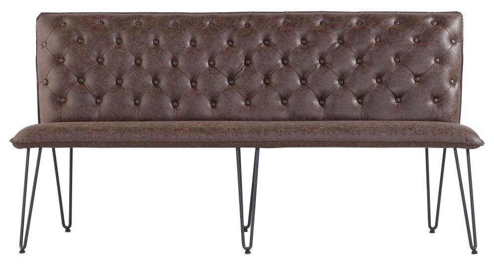 Chair Collection – Studded back 180cm with hairpin legs brown bench – Essentials
