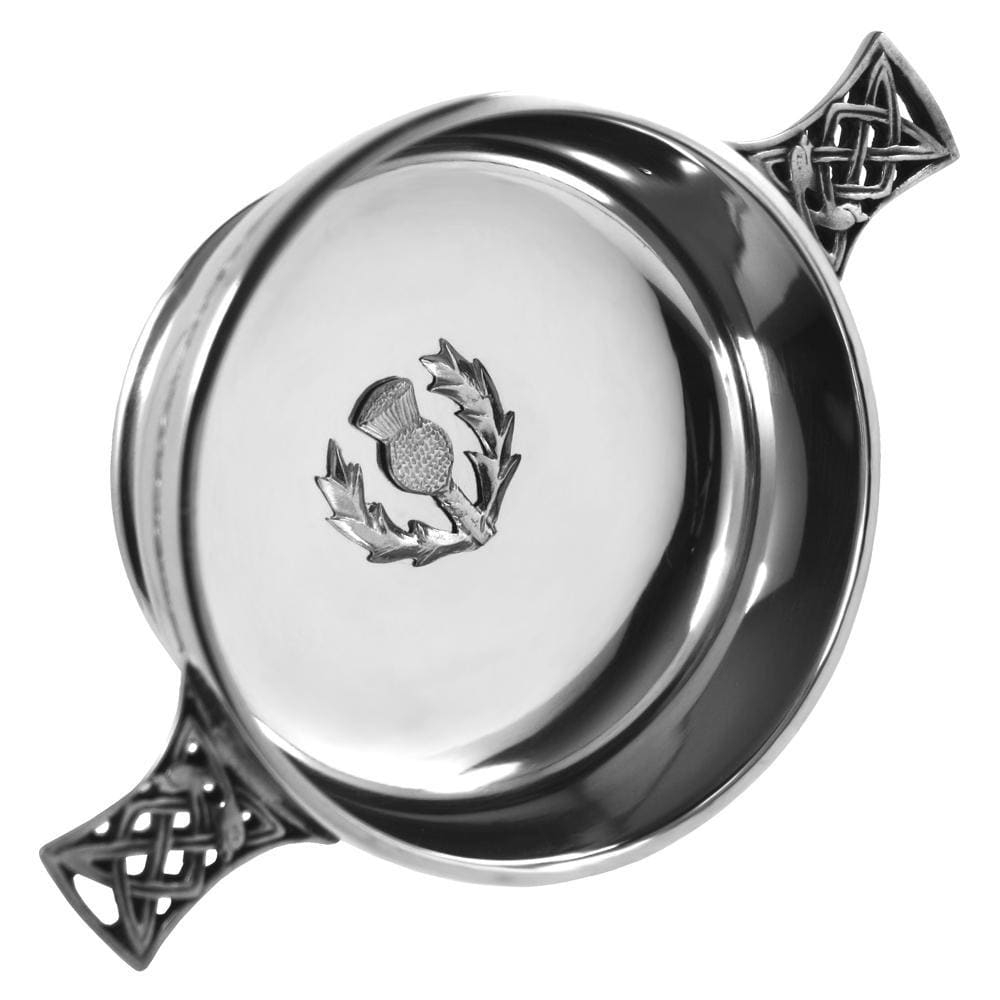 3.5″ Celtic Handle Quaich With Thistle Badge