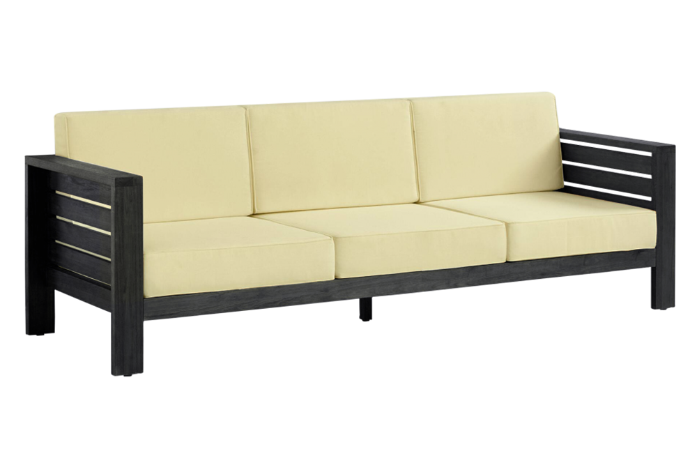 Lisa Wooden 3 Seater Sofa Garden Furniture, Black Ash / Cream – Furnishop