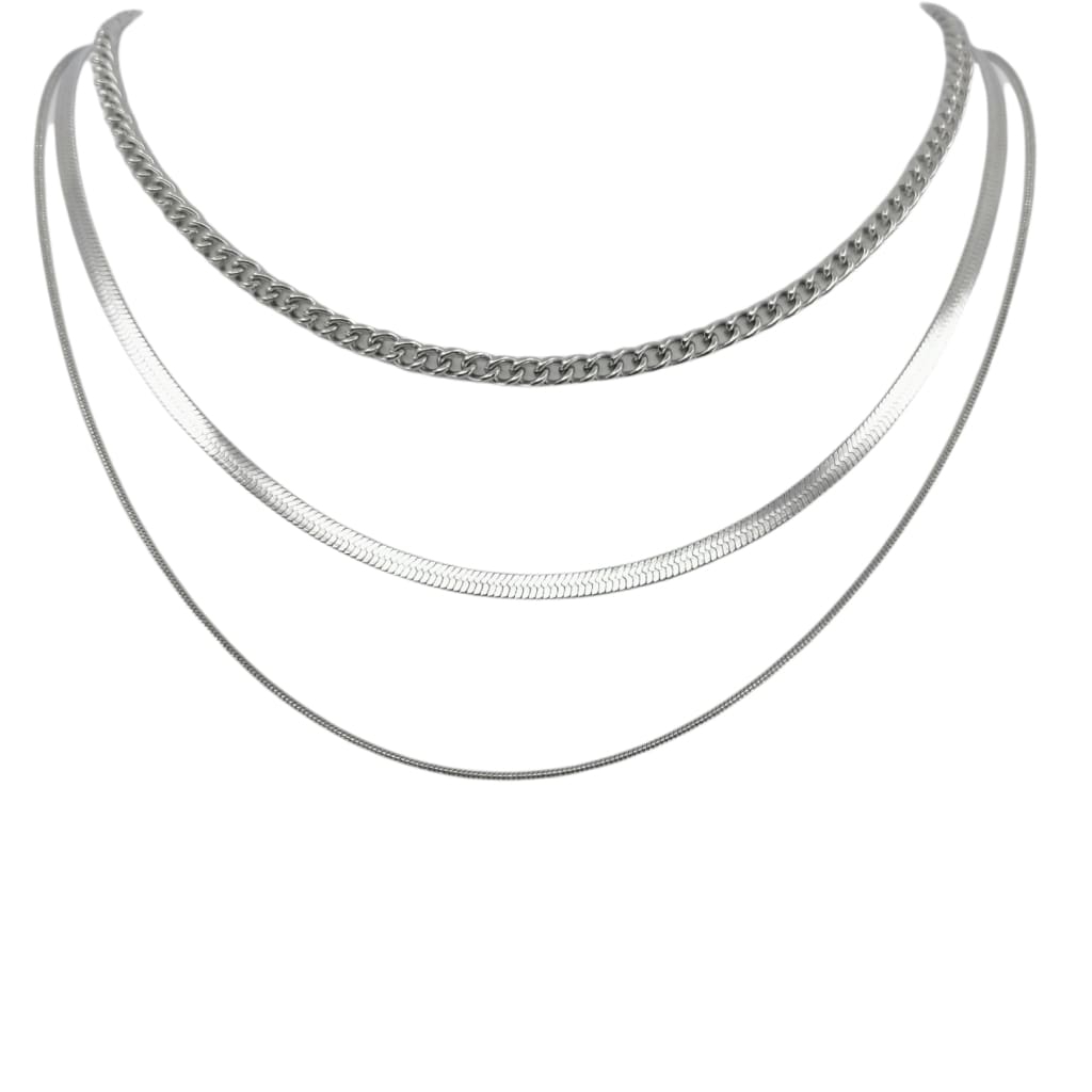 3 Layer Necklace £34.99 45+5cm – Silver – Ezavision