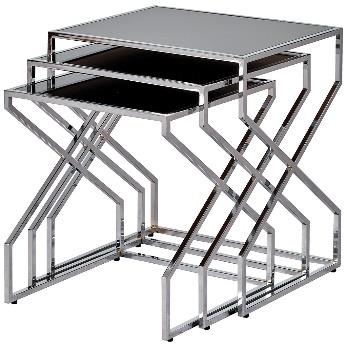 Edinburgh Metal Nesting table – Silver – Novia Furniture