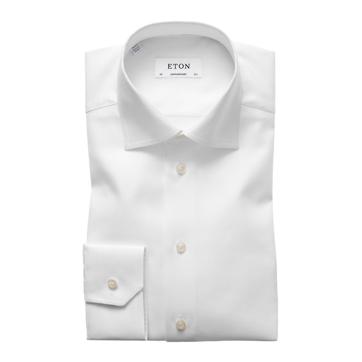 ETON Mens White Textured Twill Contemporary Fit Shirt – 37 – Robert Old & Co