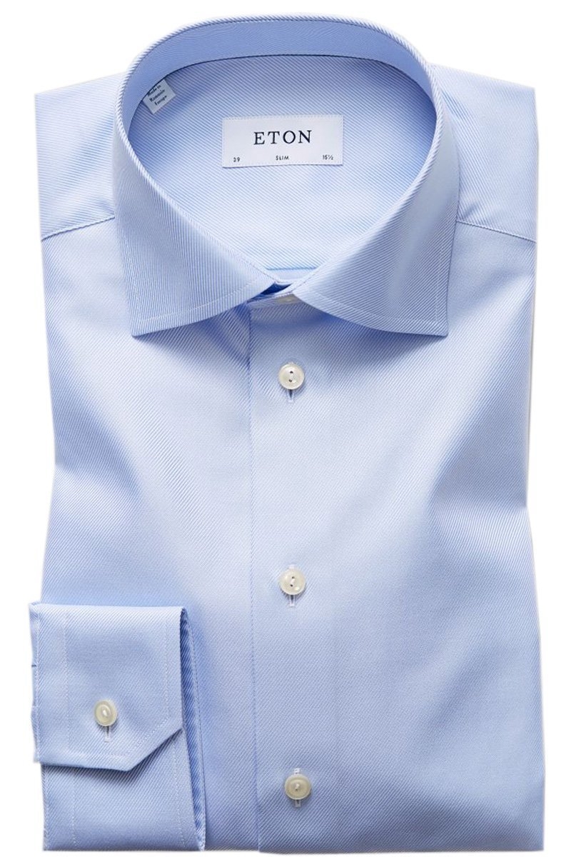 ETON Mens Blue Diagonal Weave Slim Fit Shirt – 43 – Robert Old & Co