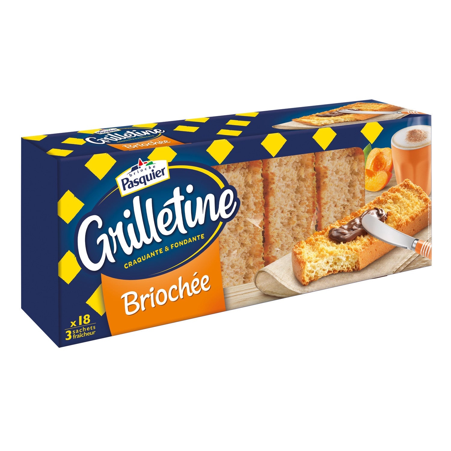 Grillettines biscottes briochées pur beurre x 18 – Butter rectangular French toasts 3×6 – Pasquier, 255g – Chanteroy – Le Vacherin Deli