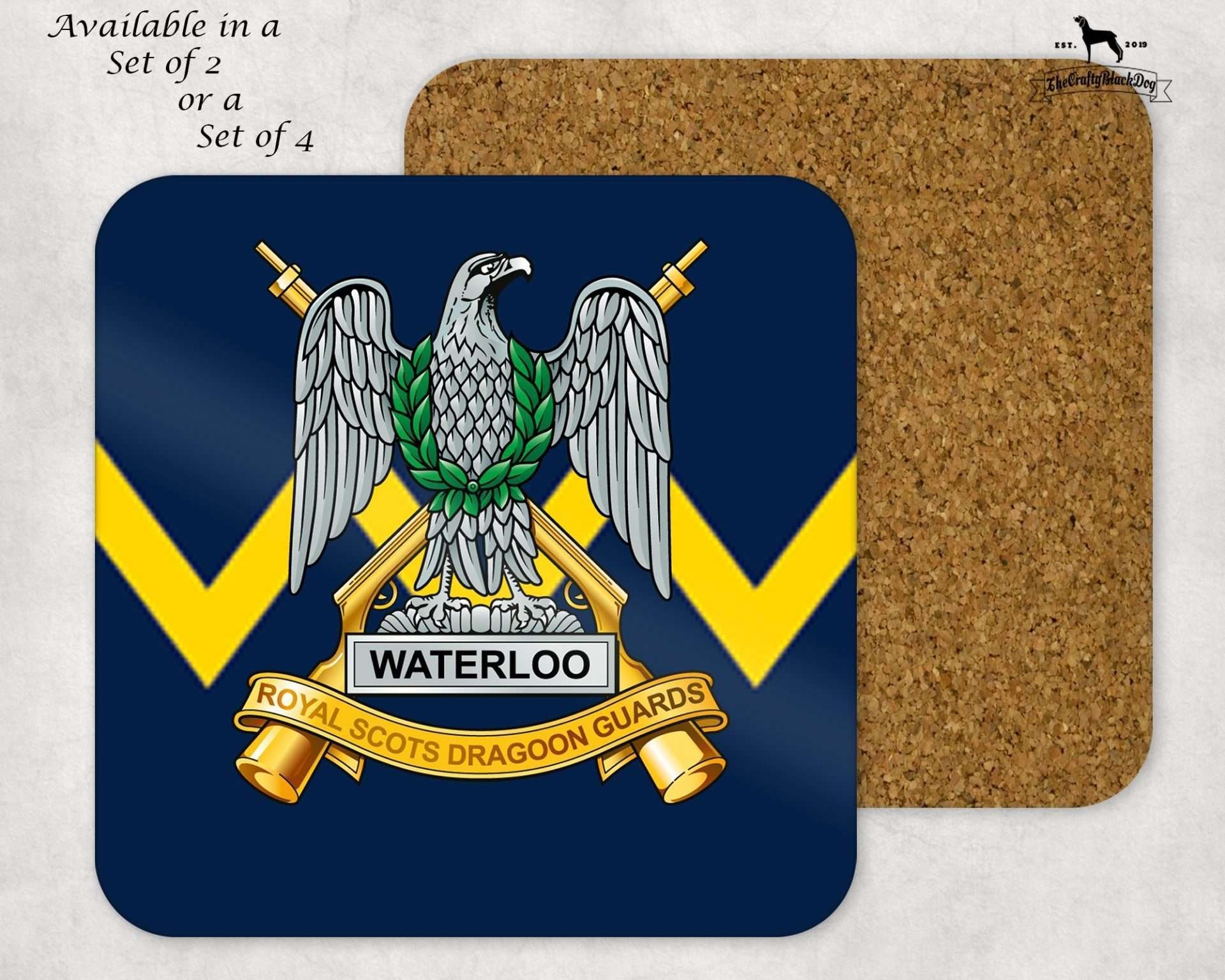 Royal Scots Dragoon Guards – Coaster Set – Set Of 4 – Crafty Black Dog