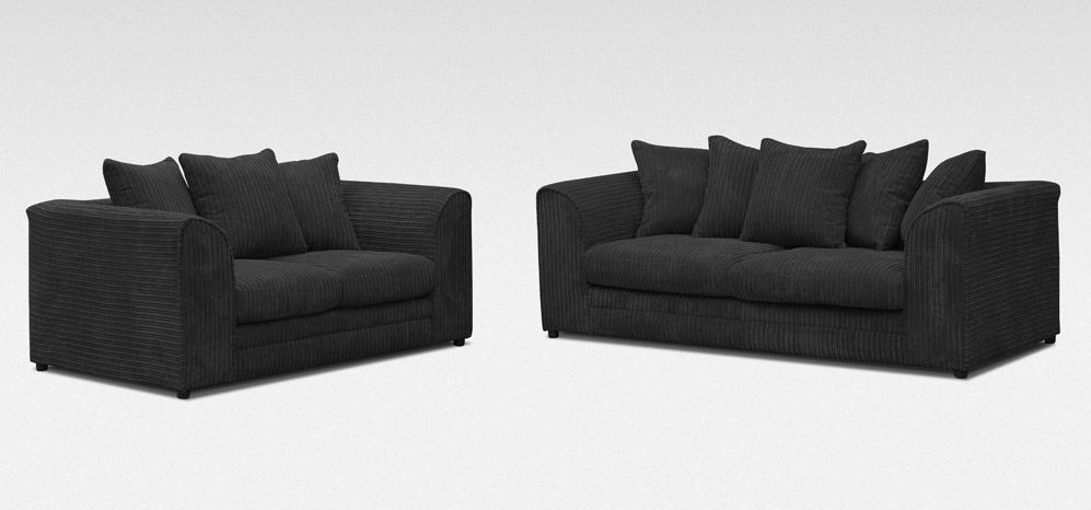 Oxford 3 + 2 Black Cord Fabric Sofa Suite – The Online Sofa Shop