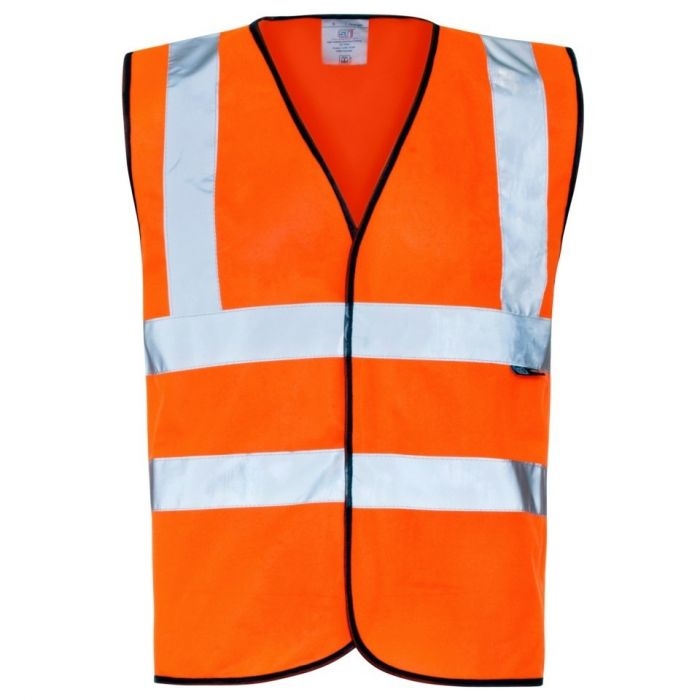 Hi-Vis Orange Vest Black Piping – M – Work Safety Protective Equipment – Supertouch – Regus Supply