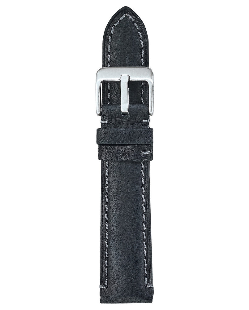 CRUSHED CALF | Waterproof Italian Leather | Black, 22mm