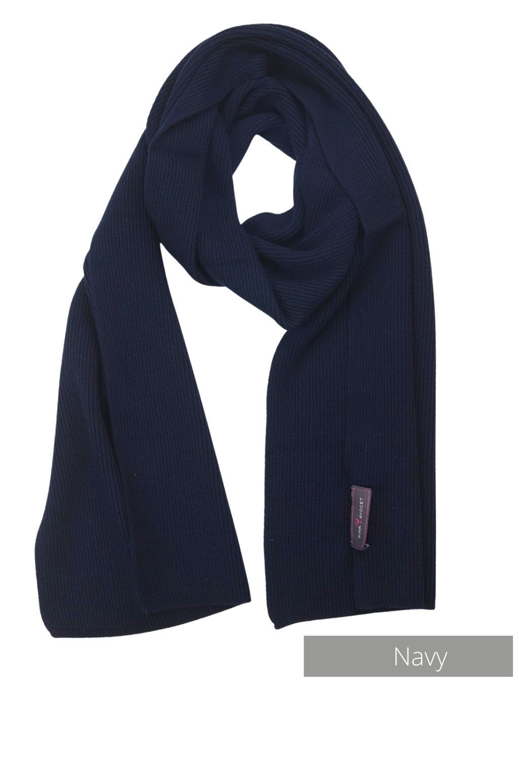 Cashmere Ribbed Scarf Navy / One Size by Pink Avocet