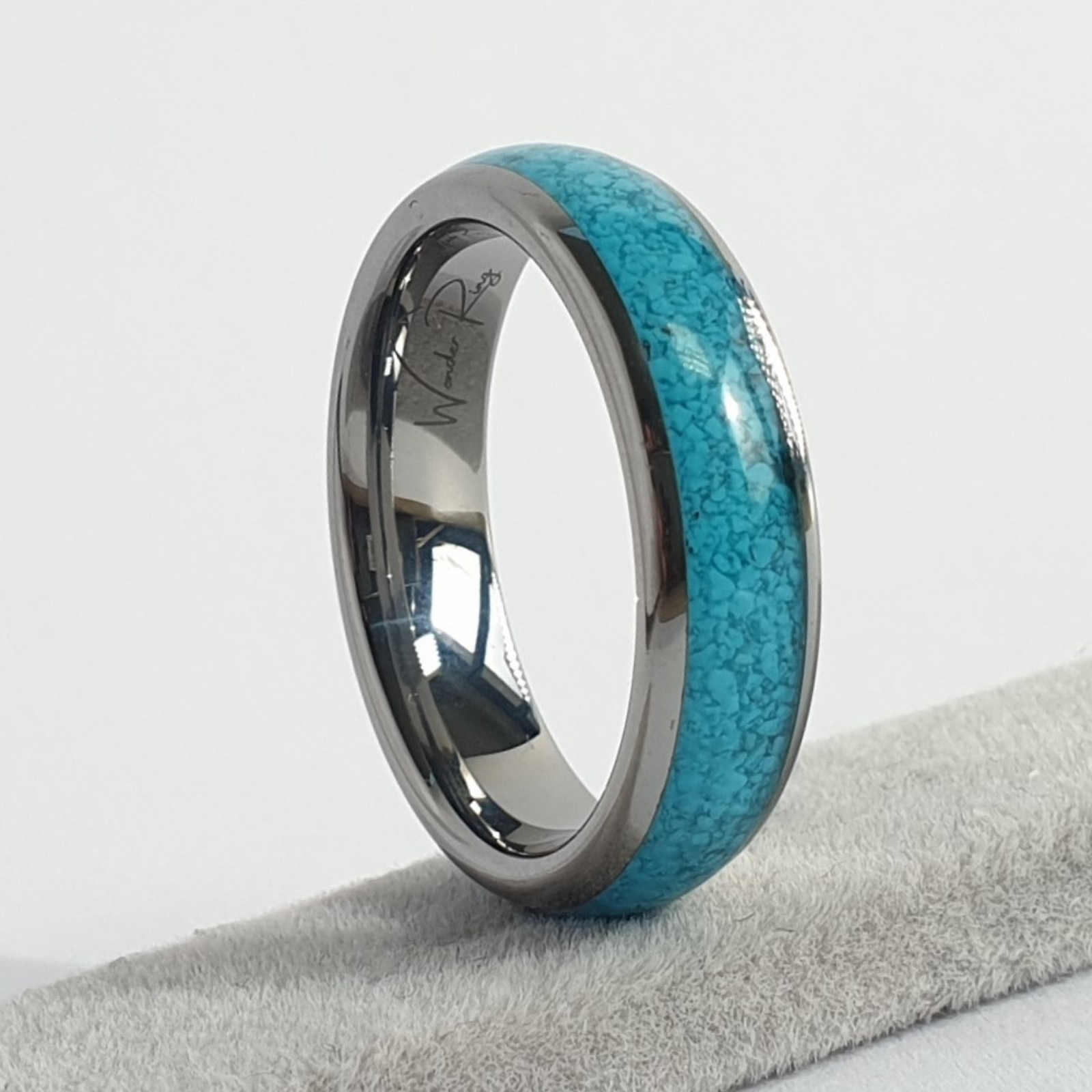 Black Blue Green Opal Polished Tungsten Mens 8mm Wedding Wonder Ring UK Z / US 12.5 – Rock Solid Rings