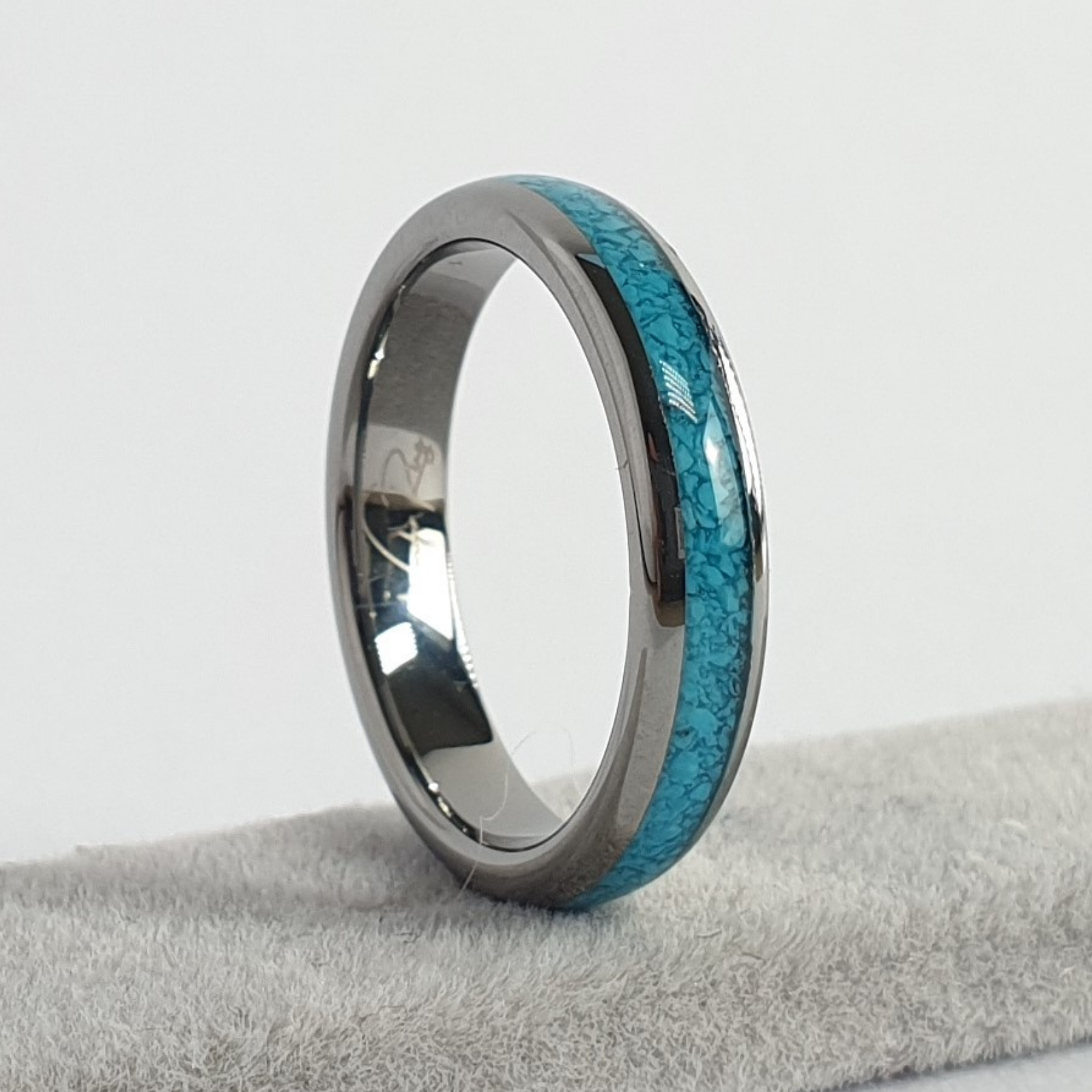 Black Blue Green Opal Polished Tungsten Mens 8mm Wedding Wonder Ring UK Z+5 / US 15 – Rock Solid Rings