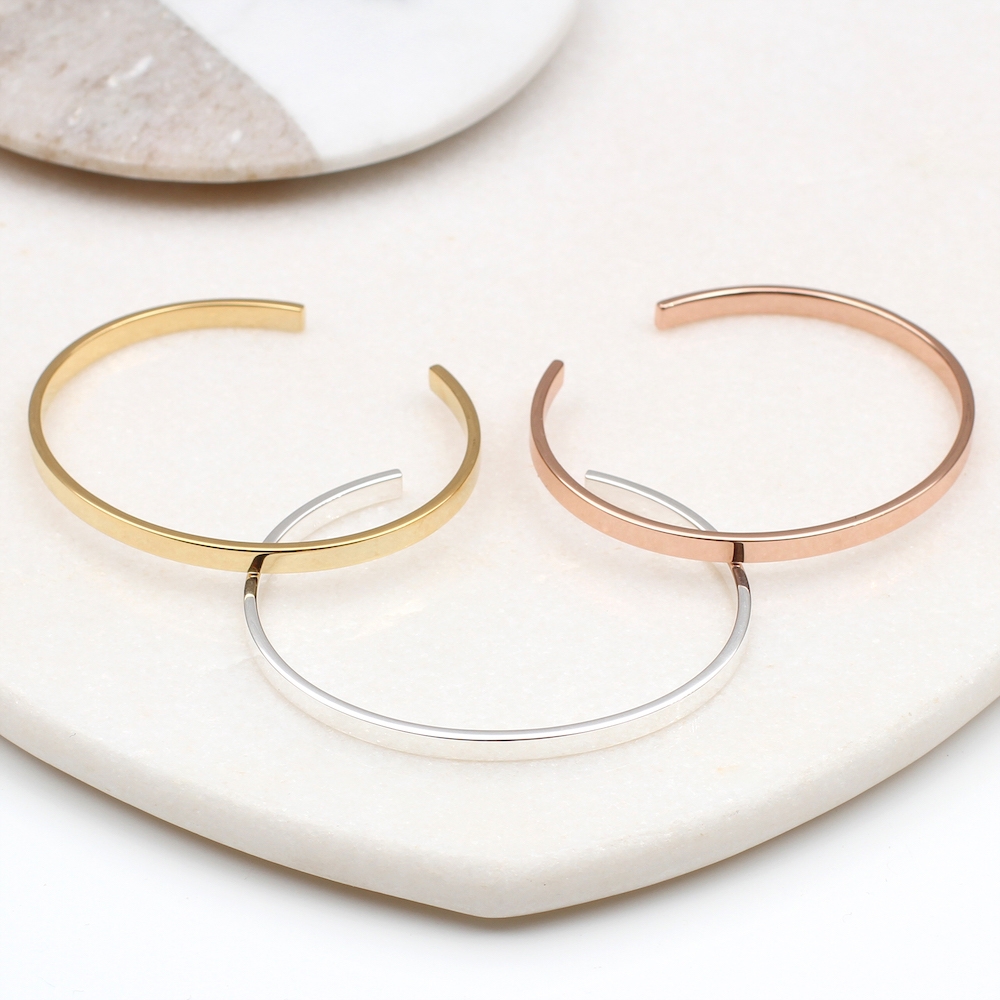 Personalised Silver Or 18ct Gold Plated Initial Bangle – Hurley Burley