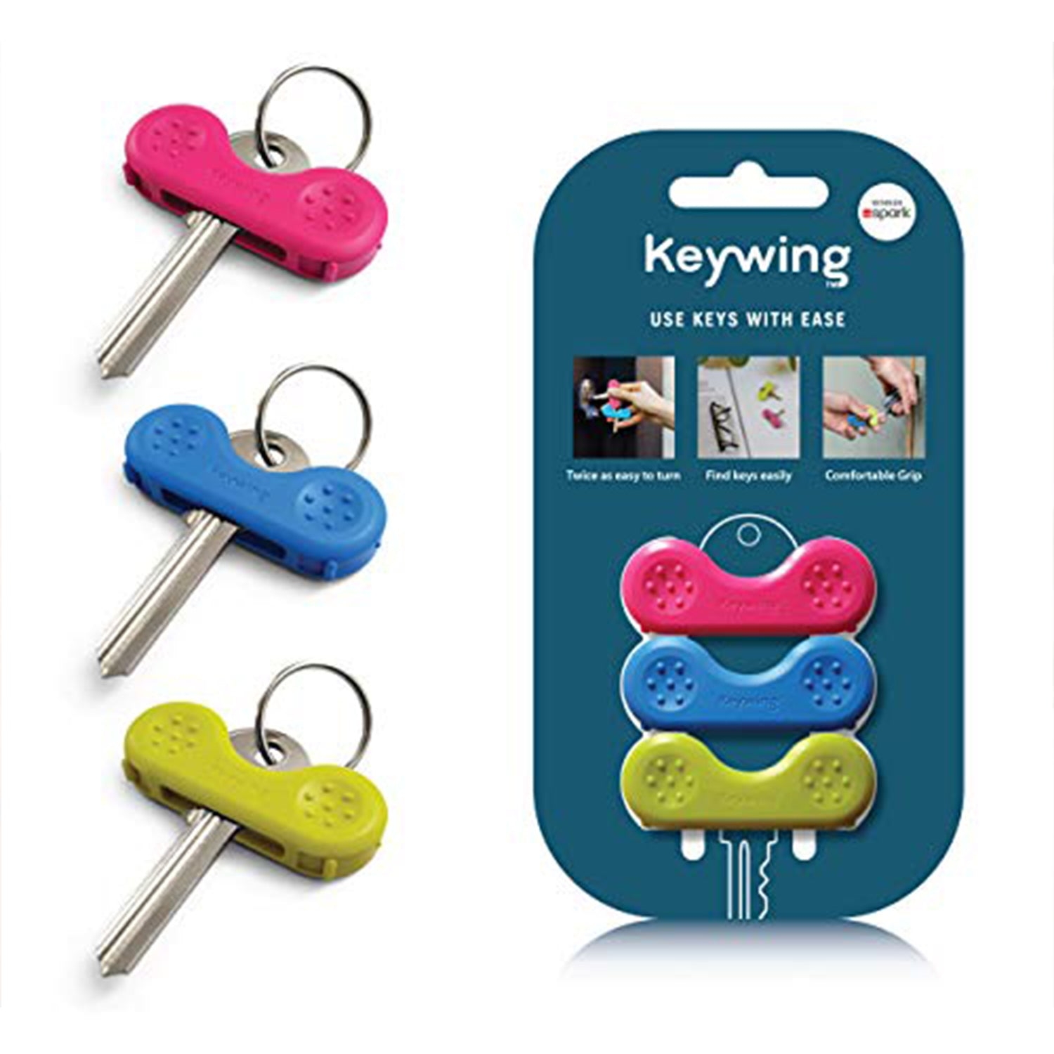 Keywing – Triple Pack Blue Pink Green – Daily Living Aids – PETA (UK) Ltd – Story And Sons