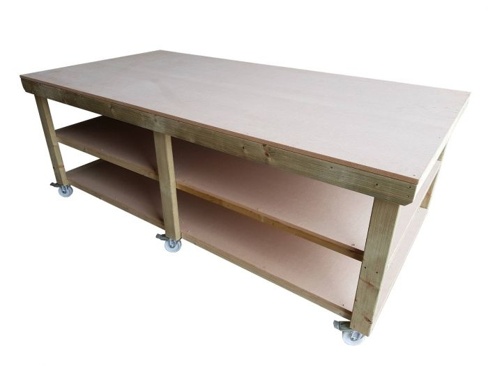 Wooden MDF Top Workbench with Wheels – 4ft Depth